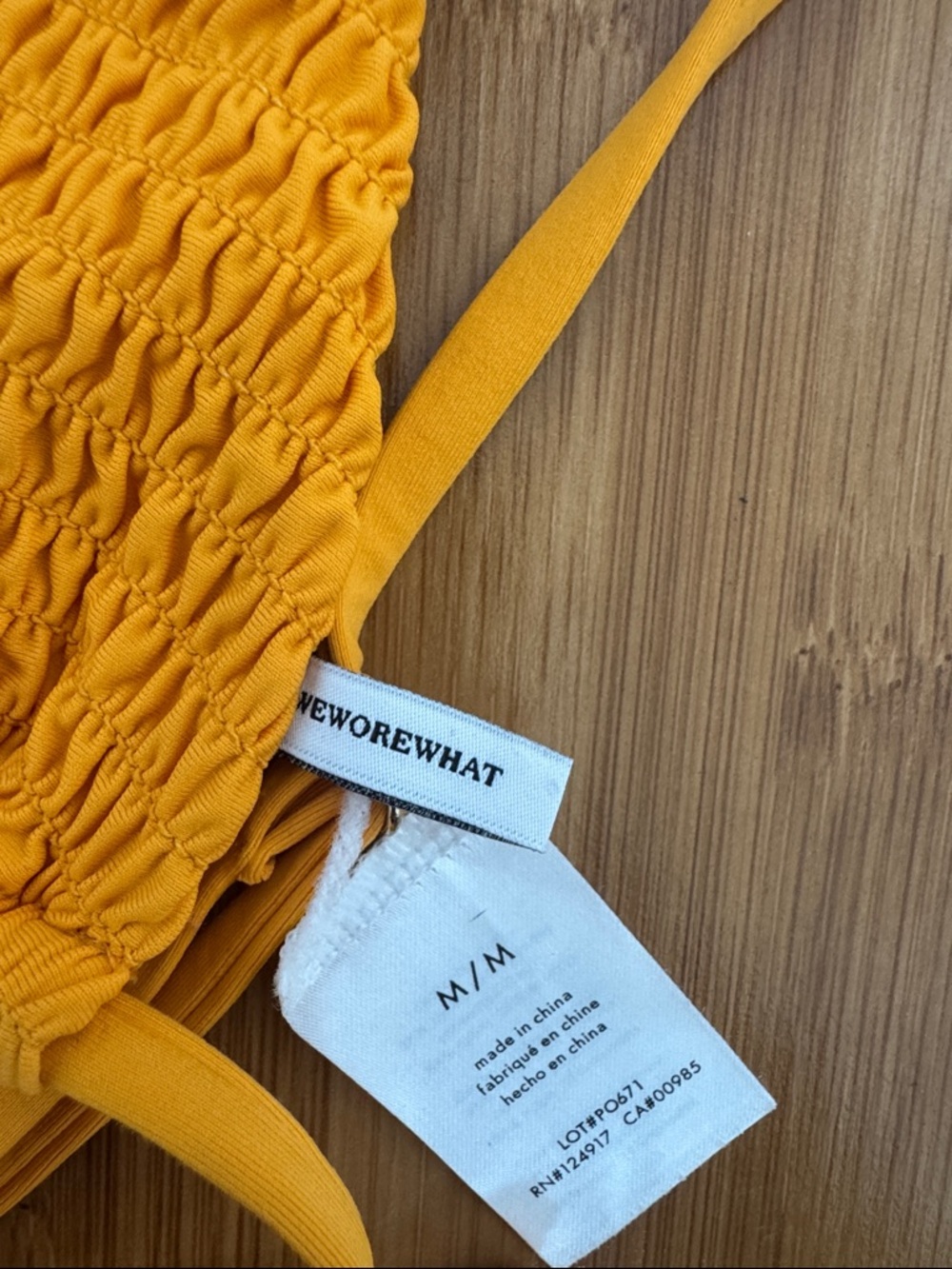 WeWoreWhat Golden Yellow Smocked Bikini Top - Picture 2 of 3